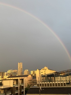 母校にかかる虹